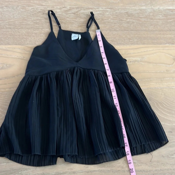 Empire Waist Vneck Shirt Black Small Blouse Peplum Flowy Tank Top Ribbed - Picture 5 of 5